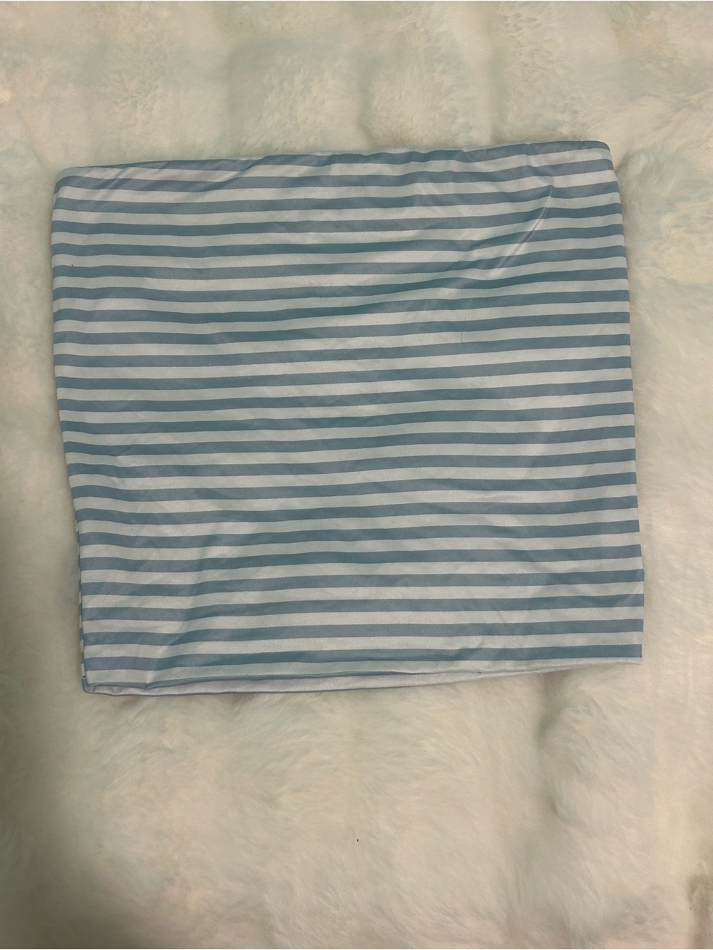 Striped Light Blue and White Crop Tube Top - Women